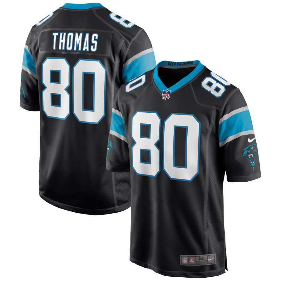 Men Carolina Panthers 80 Ian Thomas Nike Black Game NFL Jersey